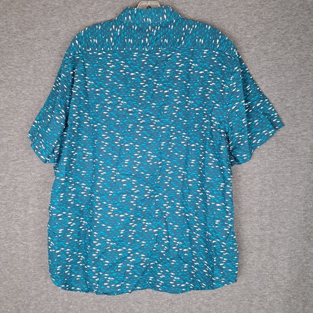 Banana Republic Shirt Men XL Multi Fish AOP Linen Slim Fit Short Sleeve - Picture 3 of 8